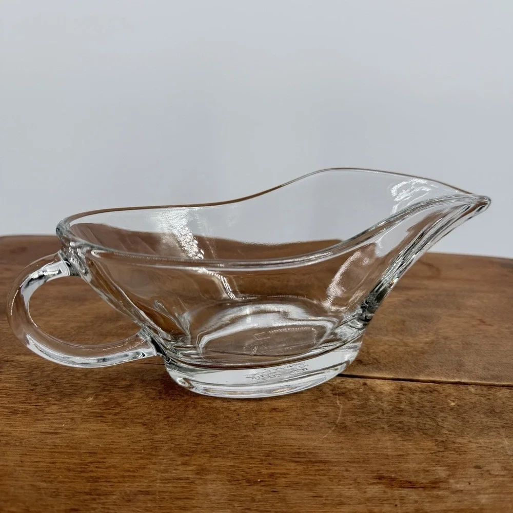 Vintage 1970s Anchor Hocking 10oz Gravy Boat Clear Glass #1028 Made In USA EUC